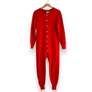 LL Bean Long Johns Unisex M One Piece Flap Base Layer Union Suit Wool Blend